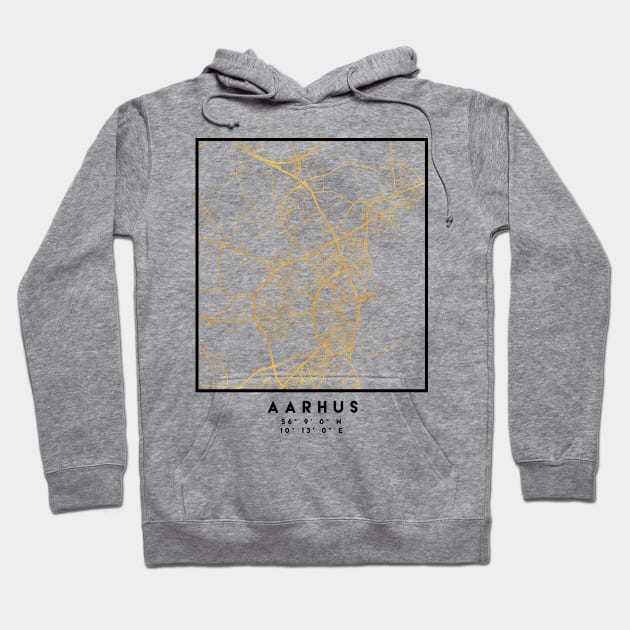 AARHUS DENMARK CITY STREET MAP ART Hoodie by deificusArt